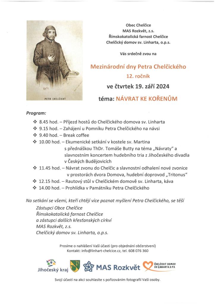 pozvanka dny petra chelcickeho 19 9 2024